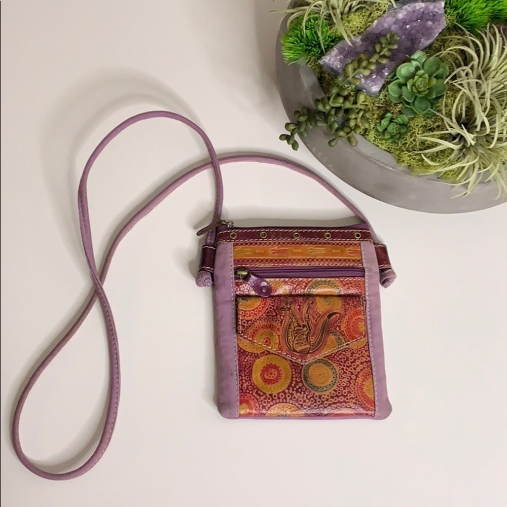 Australia Kangaroo tooled leather Crossbody bag purple one size adult